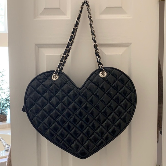 bebe Handbags - Heart shaped Black Patent Leather purse